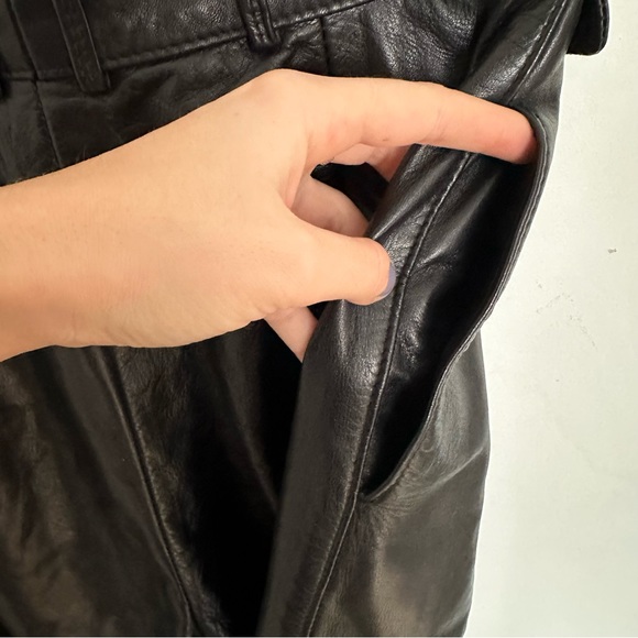 SOLD - VINTAGE BLACK LEATHER PLEATED TAPERED STRAIGHT PANTS - Picture 7 of 11